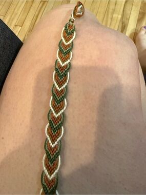 Handmade Green, Brown & Cream Woven Heart Bracelet - Women Jewelry